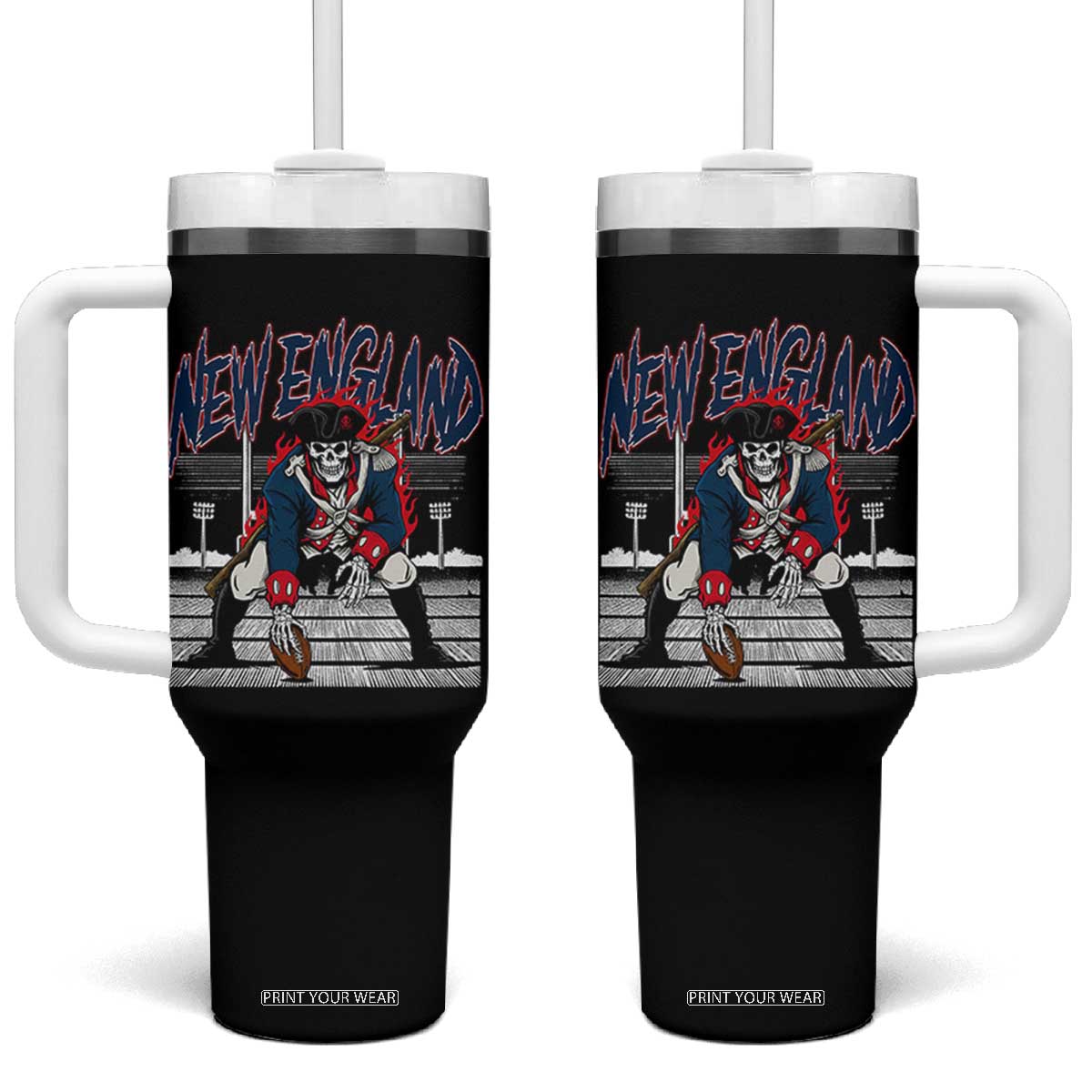 Gothic Skeleton Tumbler With Handle NE Football Lover Gift TS12 One Size: 40 oz Black Print Your Wear