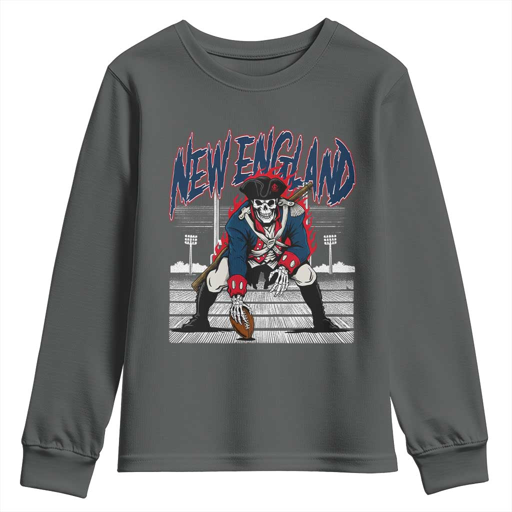 Gothic Skeleton Youth Sweatshirt NE Football Lover Gift TS12 Dark Heather Print Your Wear
