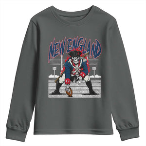 Gothic Skeleton Youth Sweatshirt NE Football Lover Gift TS12 Dark Heather Print Your Wear