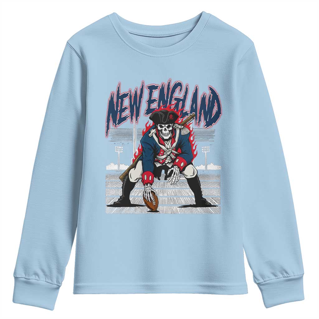 Gothic Skeleton Youth Sweatshirt NE Football Lover Gift TS12 Light Blue Print Your Wear