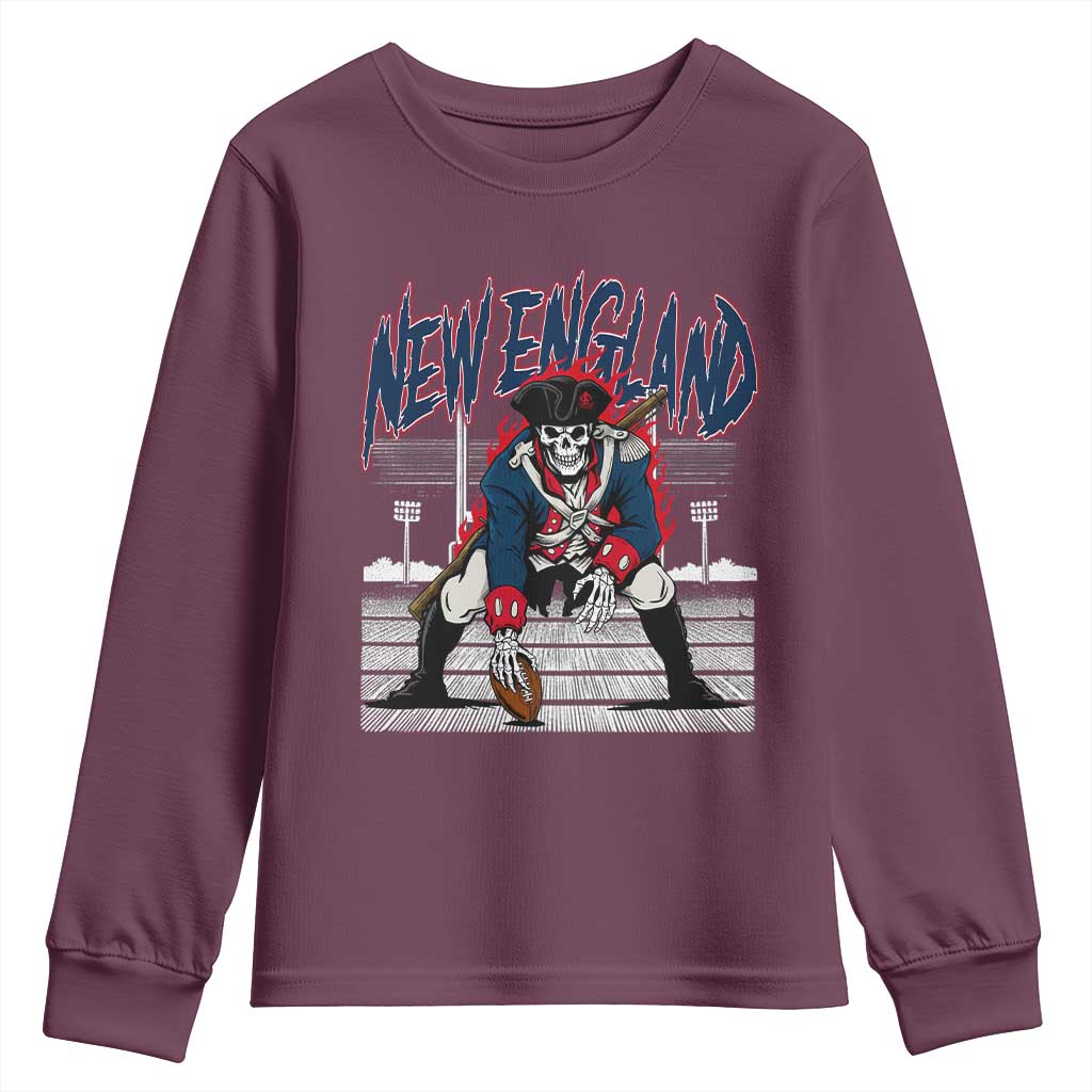 Gothic Skeleton Youth Sweatshirt NE Football Lover Gift TS12 Maroon Print Your Wear