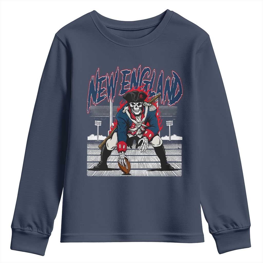 Gothic Skeleton Youth Sweatshirt NE Football Lover Gift TS12 Navy Print Your Wear