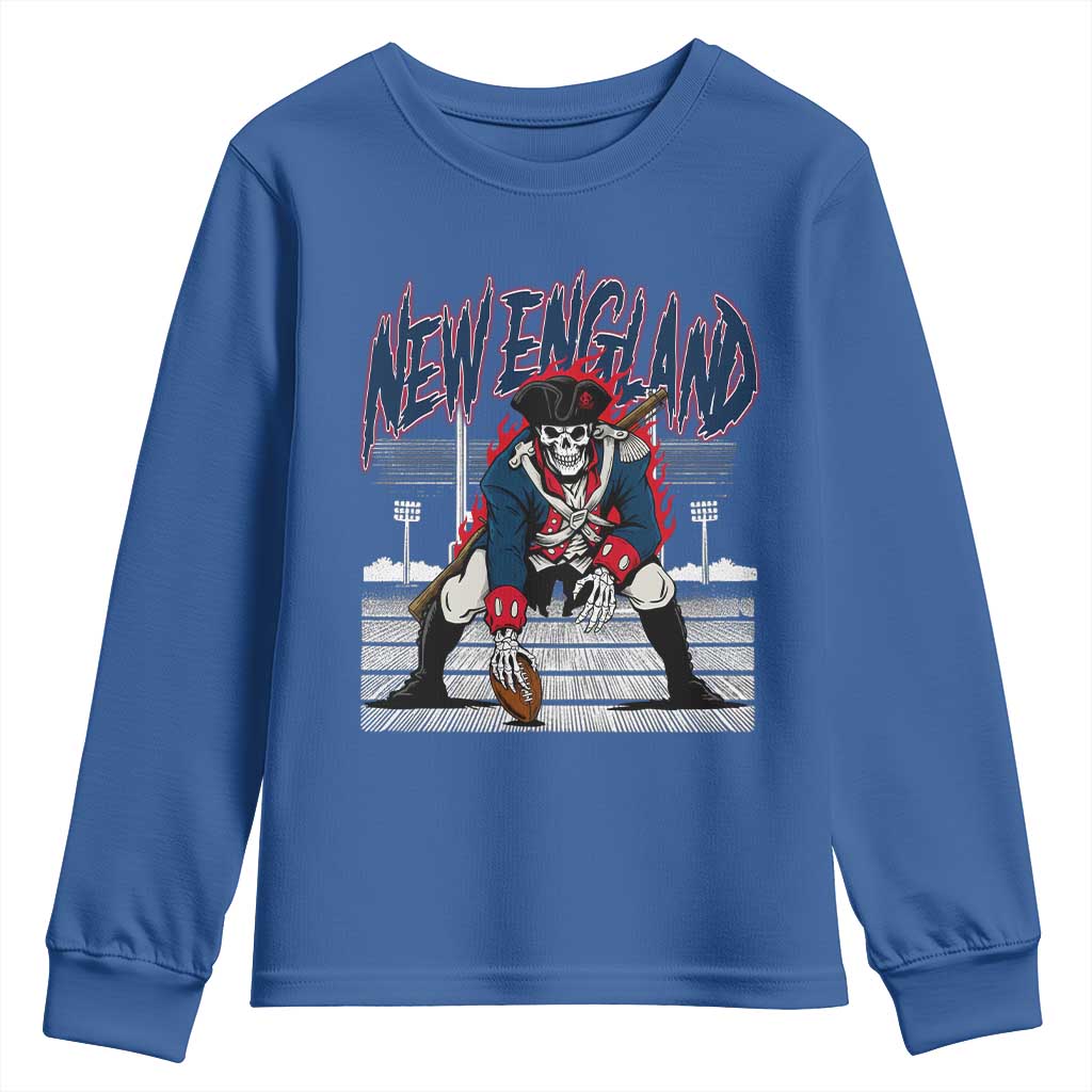 Gothic Skeleton Youth Sweatshirt NE Football Lover Gift TS12 Royal Blue Print Your Wear