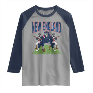 NE Gothic Skeleton Raglan Shirt Football Lover Gift TS12 Sport Gray Navy Print Your Wear
