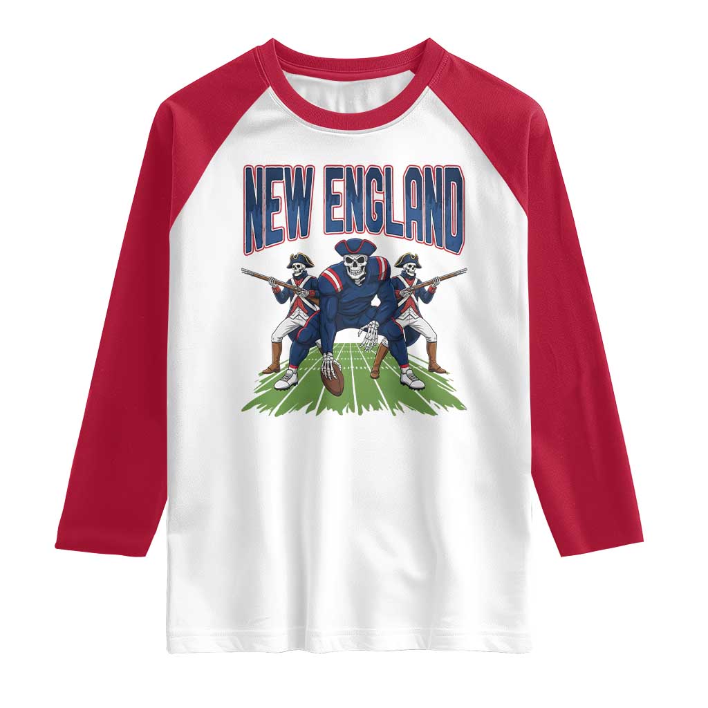 NE Gothic Skeleton Raglan Shirt Football Lover Gift TS12 White Red Print Your Wear