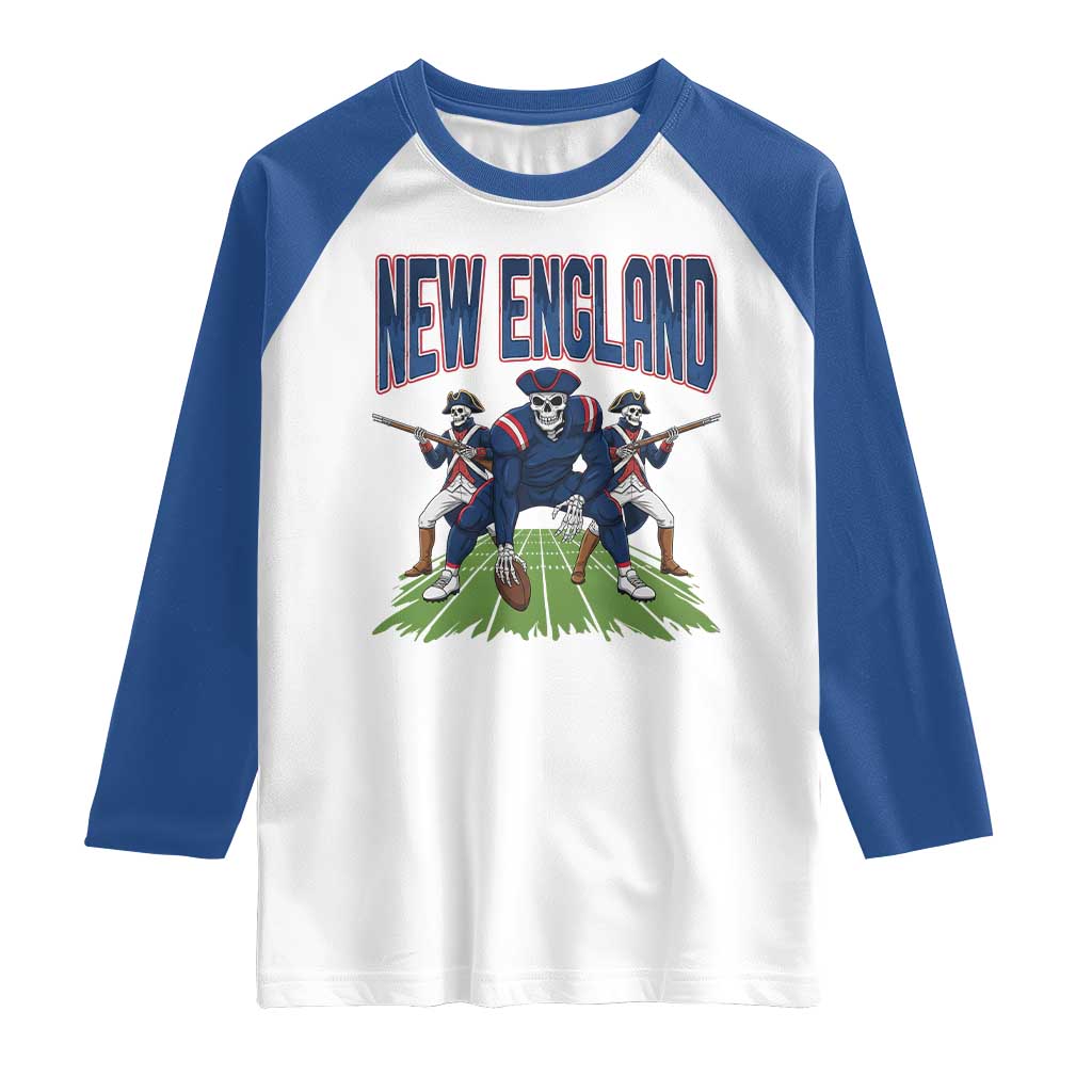 NE Gothic Skeleton Raglan Shirt Football Lover Gift TS12 White Royal Print Your Wear