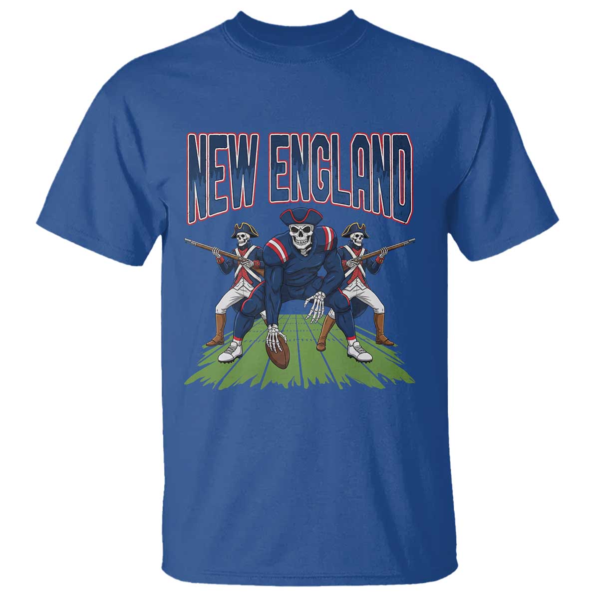 NE Gothic Skeleton T Shirt Football Lover Gift TS12 Royal Blue Print Your Wear