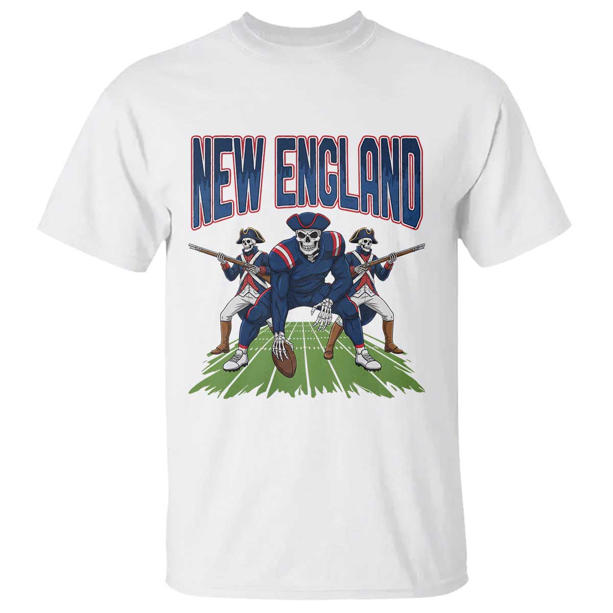 NE Gothic Skeleton T Shirt Football Lover Gift TS12 White Print Your Wear