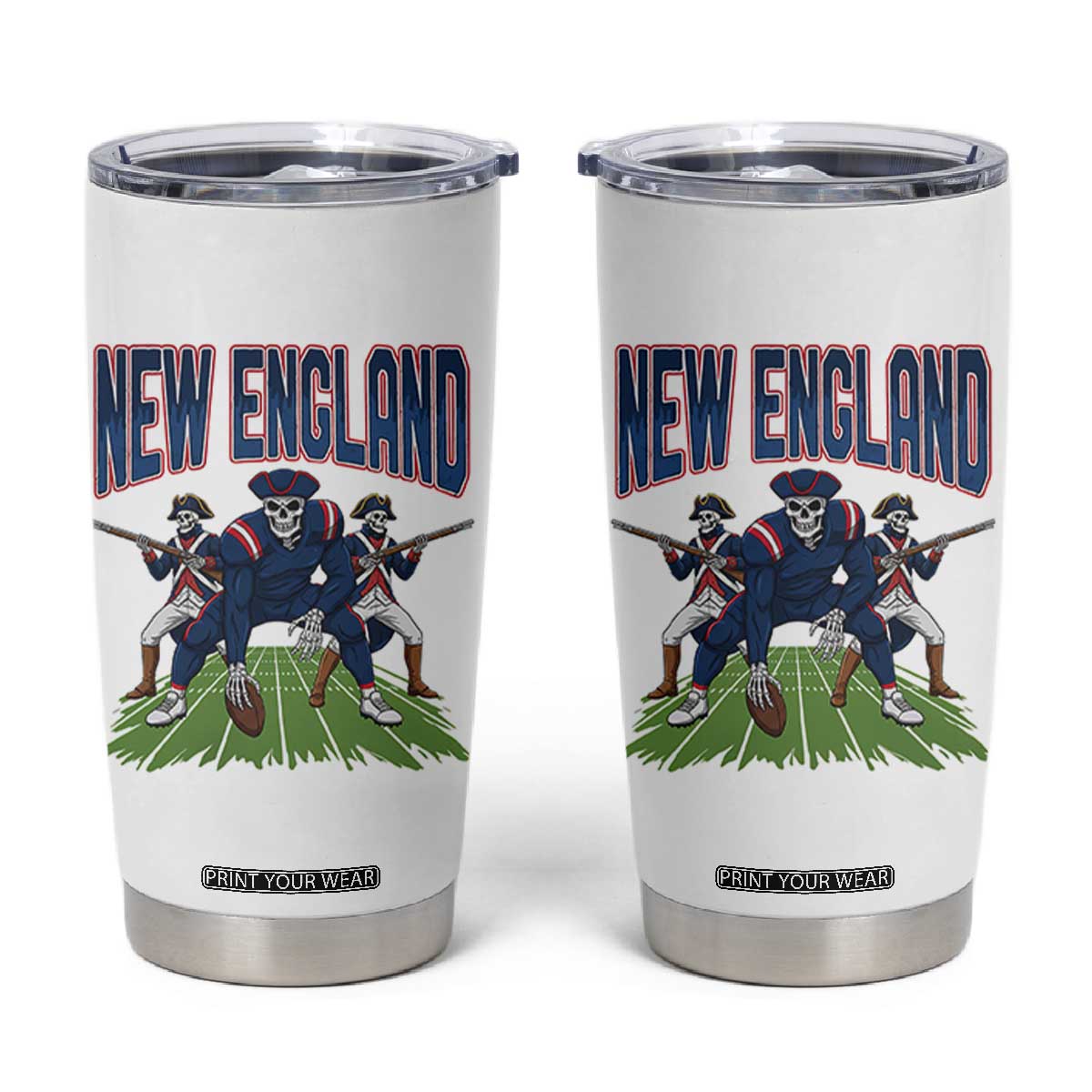 NE Gothic Skeleton Tumbler Cup Football Lover Gift TS12 White Print Your Wear
