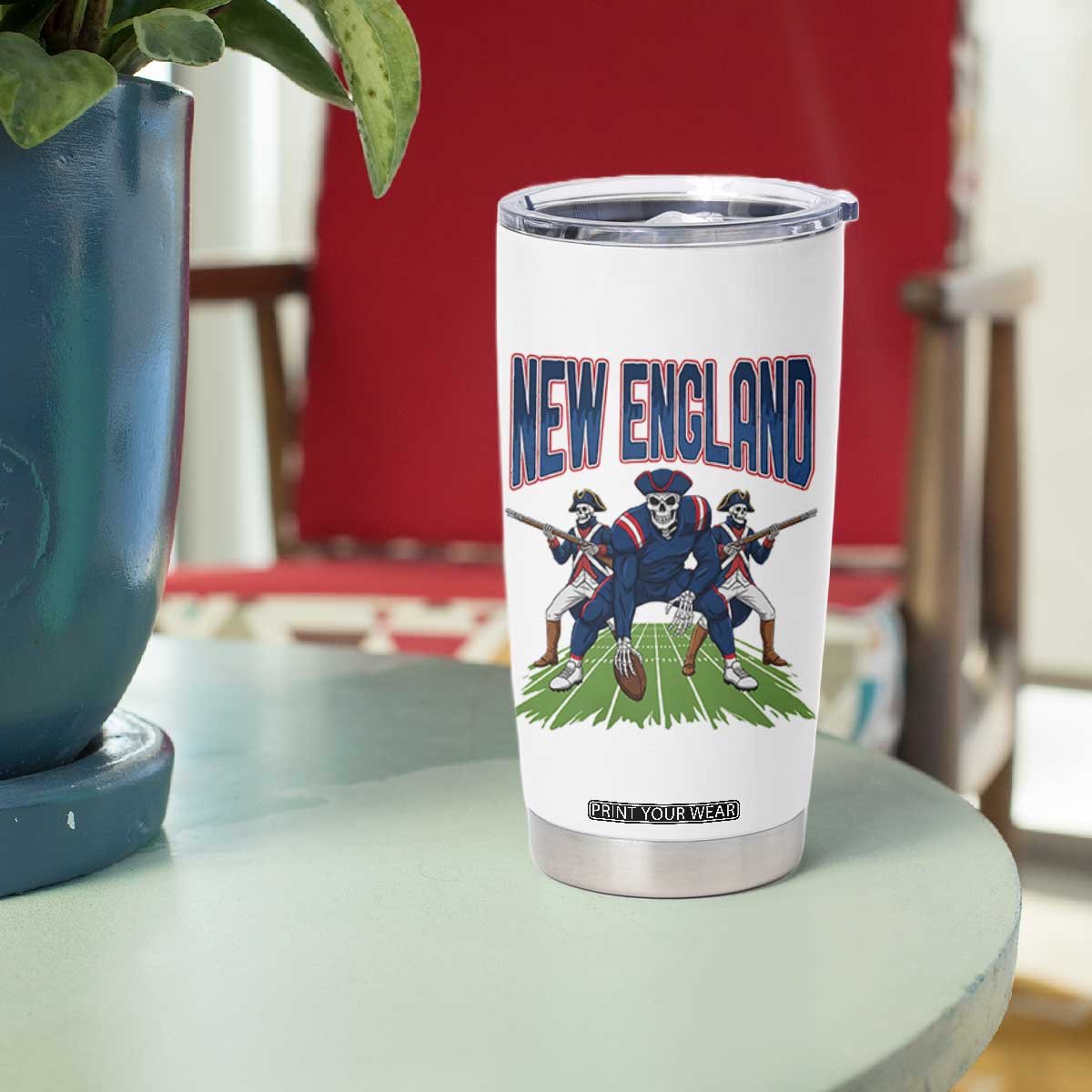 NE Gothic Skeleton Tumbler Cup Football Lover Gift TS12 Print Your Wear