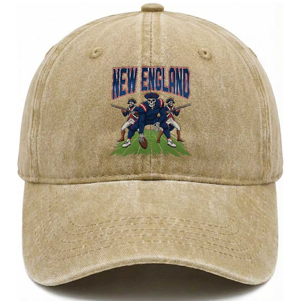 NE Gothic Skeleton Washed Cotton Baseball Cap Football Lover Gift TS12 Print Your Wear