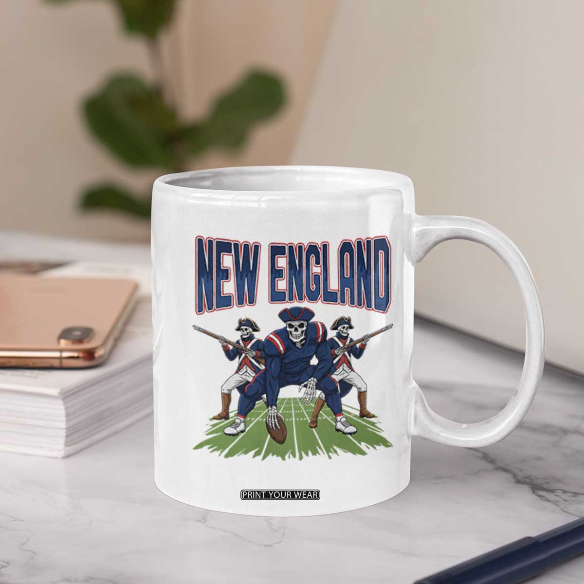 NE Gothic Skeleton Coffee Mug Football Lover Gift TS12 Print Your Wear
