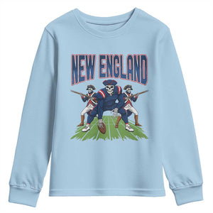 NE Gothic Skeleton Youth Sweatshirt Football Lover Gift TS12 Light Blue Print Your Wear