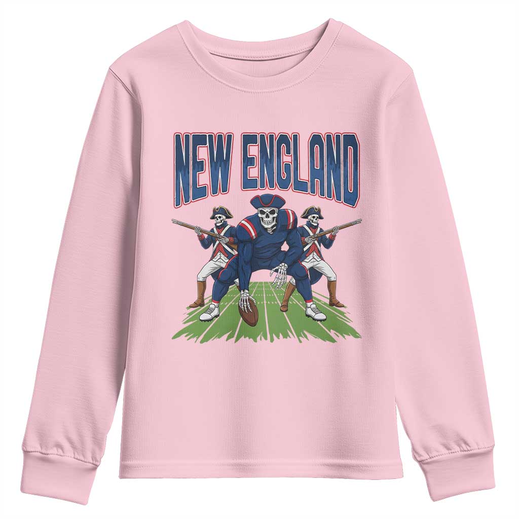 NE Gothic Skeleton Youth Sweatshirt Football Lover Gift TS12 Light Pink Print Your Wear