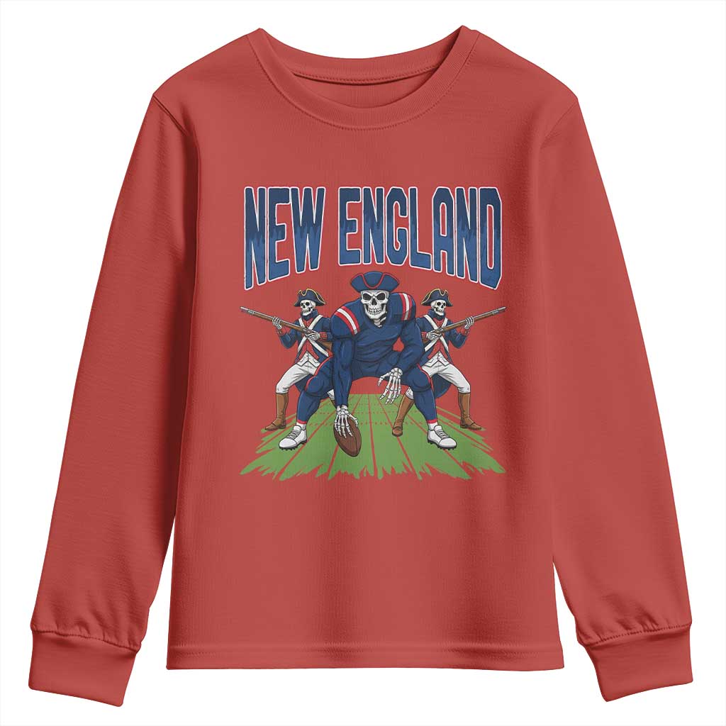 NE Gothic Skeleton Youth Sweatshirt Football Lover Gift TS12 Red Print Your Wear
