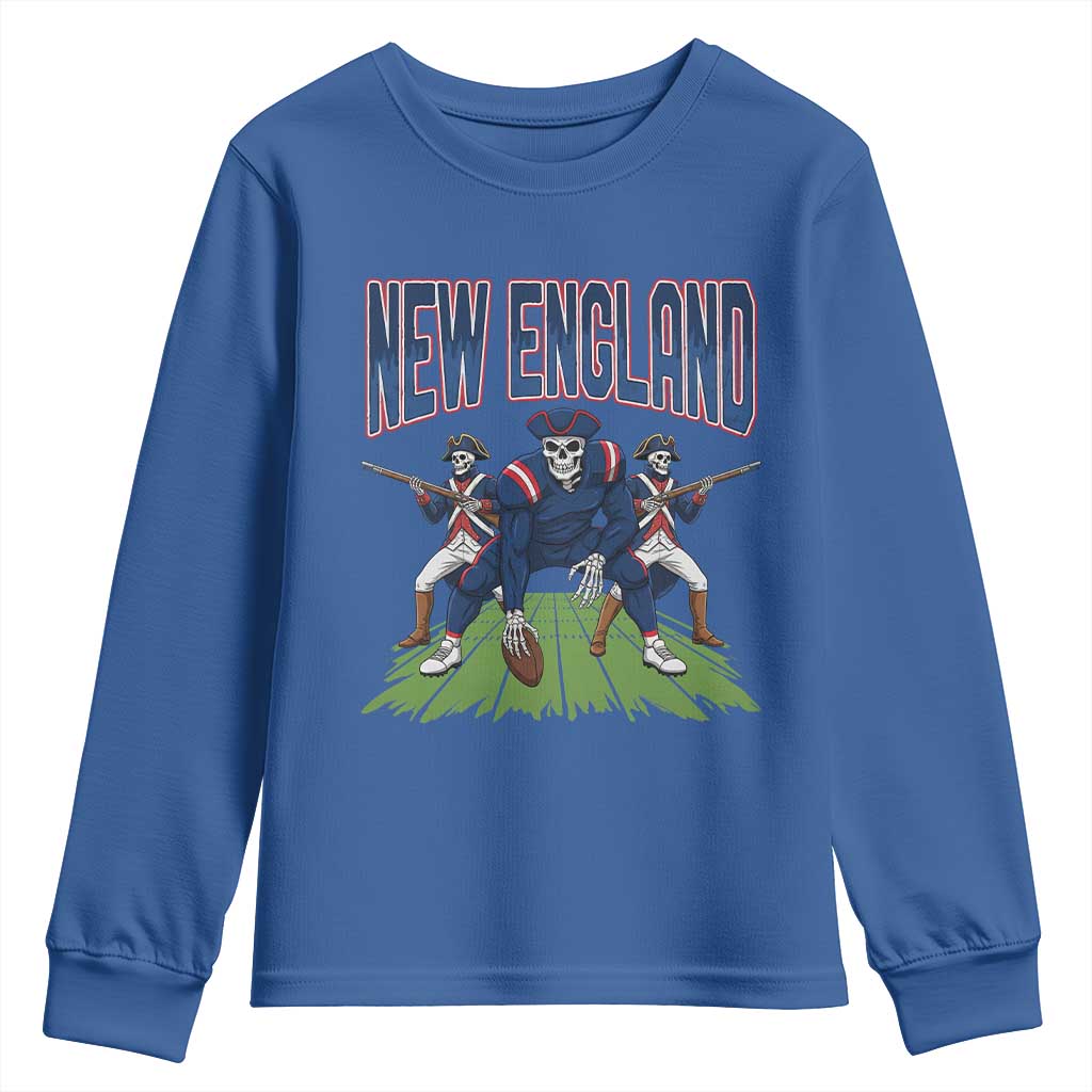 NE Gothic Skeleton Youth Sweatshirt Football Lover Gift TS12 Royal Blue Print Your Wear