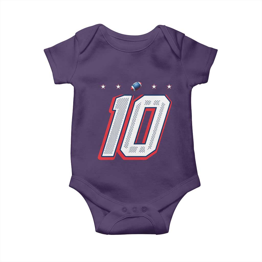 Football Quarterback Number 10 Baby Onesie Sport Lover Gift For NEF TS12 Purple Print Your Wear