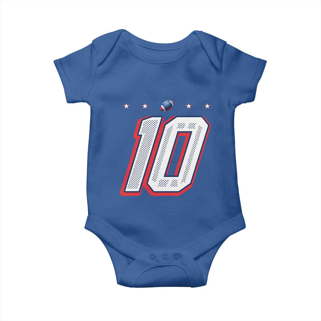 Football Quarterback Number 10 Baby Onesie Sport Lover Gift For NEF TS12 Royal Blue Print Your Wear