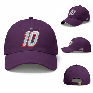 Football Quarterback Number 10 Baseball Cap Sport Lover Gift For NEF TS12 Baseball Cap Universal Fit Purple Print Your Wear