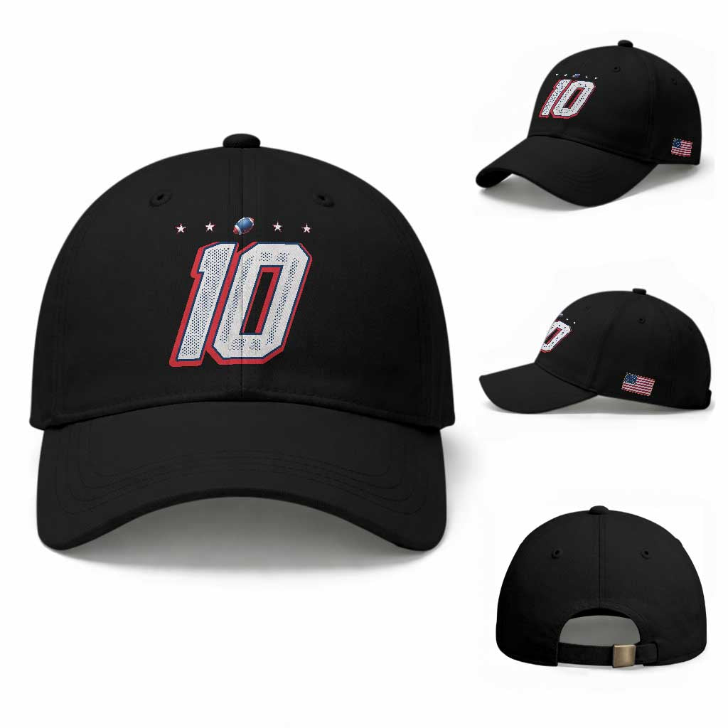 Football Quarterback Number 10 Baseball Cap Sport Lover Gift For NEF TS12 Baseball Cap Universal Fit Black Print Your Wear