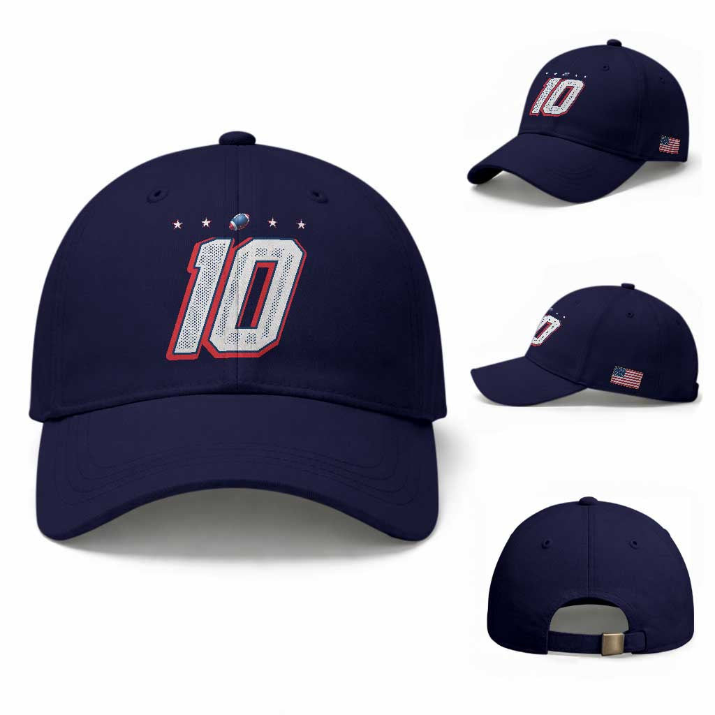 Football Quarterback Number 10 Baseball Cap Sport Lover Gift For NEF TS12 Baseball Cap Universal Fit Dark Blue Print Your Wear