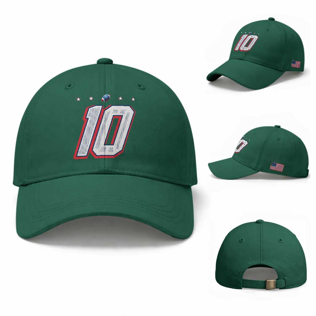 Football Quarterback Number 10 Baseball Cap Sport Lover Gift For NEF TS12 Baseball Cap Universal Fit Irish Green Print Your Wear
