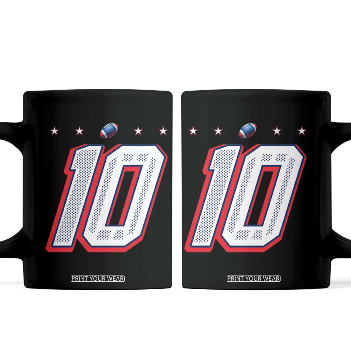 Football Quarterback Number 10 Coffee Mug Sport Lover Gift For NEF TS12 Black Print Your Wear