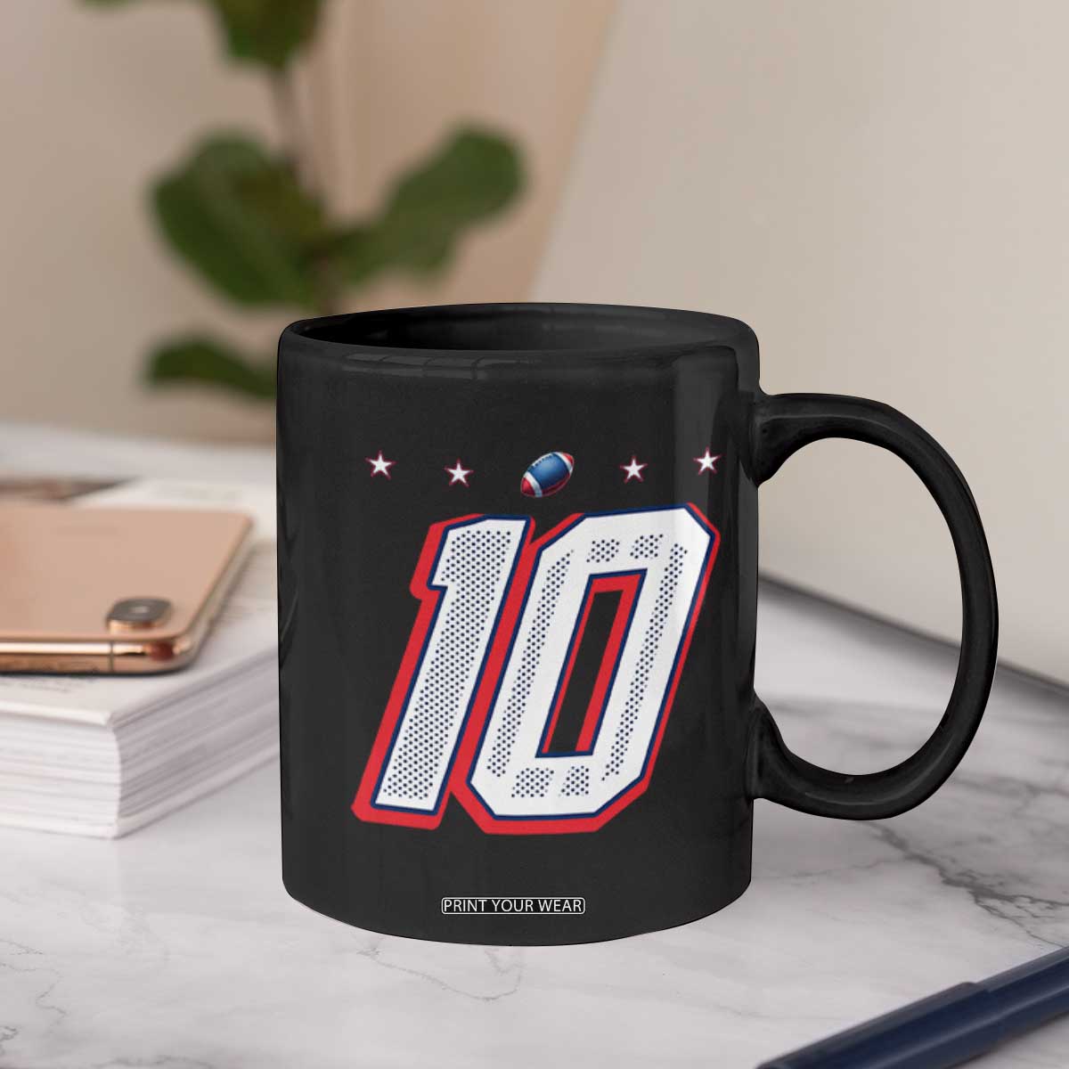 Football Quarterback Number 10 Coffee Mug Sport Lover Gift For NEF TS12 Print Your Wear
