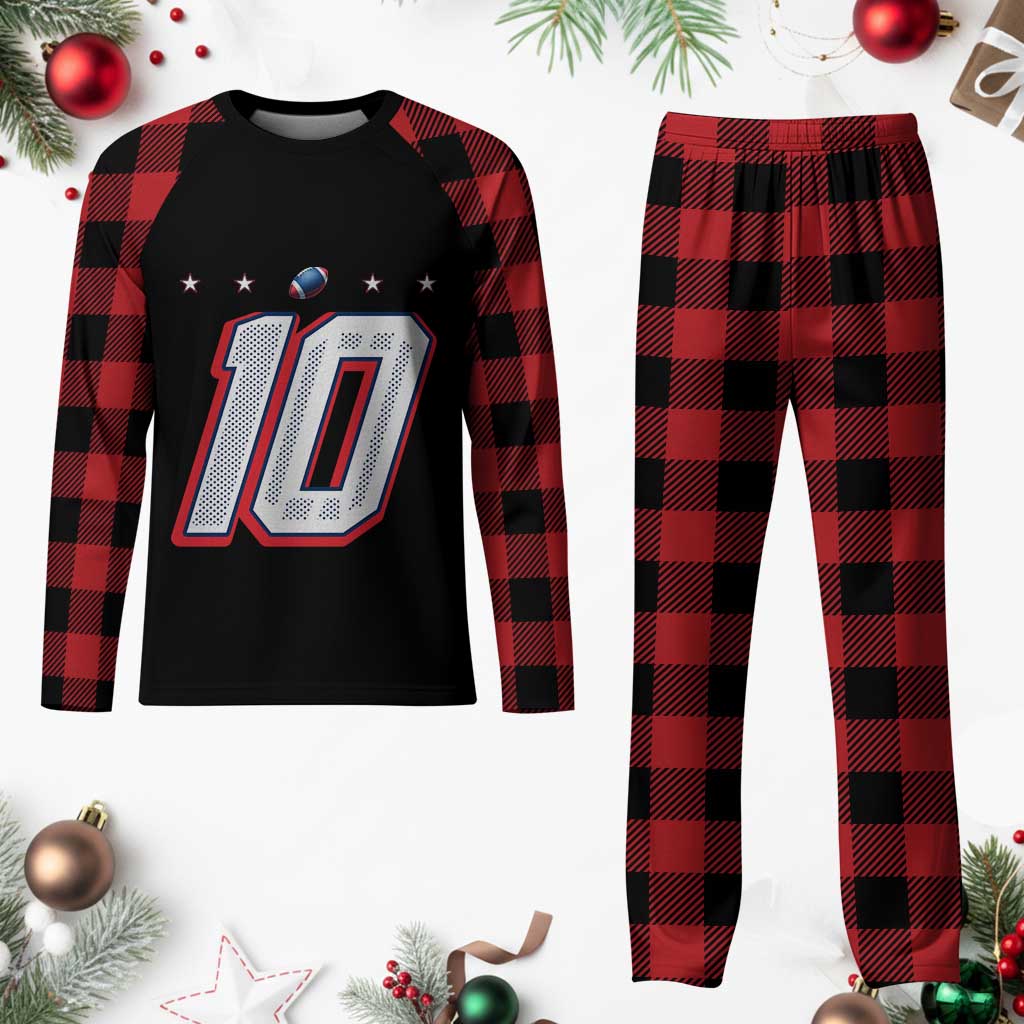 Football Quarterback Number 10 Plaid Pajama Set Sport Lover Gift For NEF TS12 Buffalo Plaid Print Your Wear
