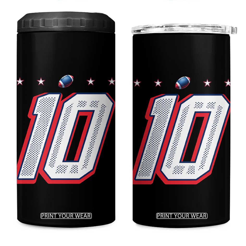 Football Quarterback Number 10 4 in 1 Can Cooler Tumbler Sport Lover Gift For NEF TS12 One Size: 16 oz Black Print Your Wear