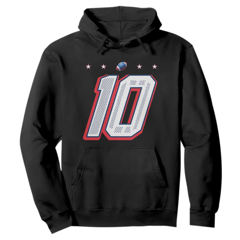 Football Quarterback Number 10 Hoodie Sport Lover Gift For NEF TS12 Black Print Your Wear