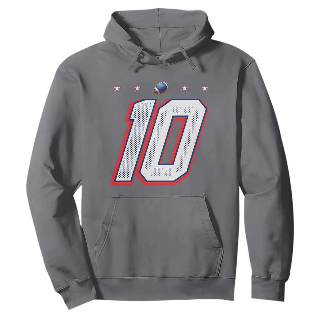 Football Quarterback Number 10 Hoodie Sport Lover Gift For NEF TS12 Charcoal Print Your Wear