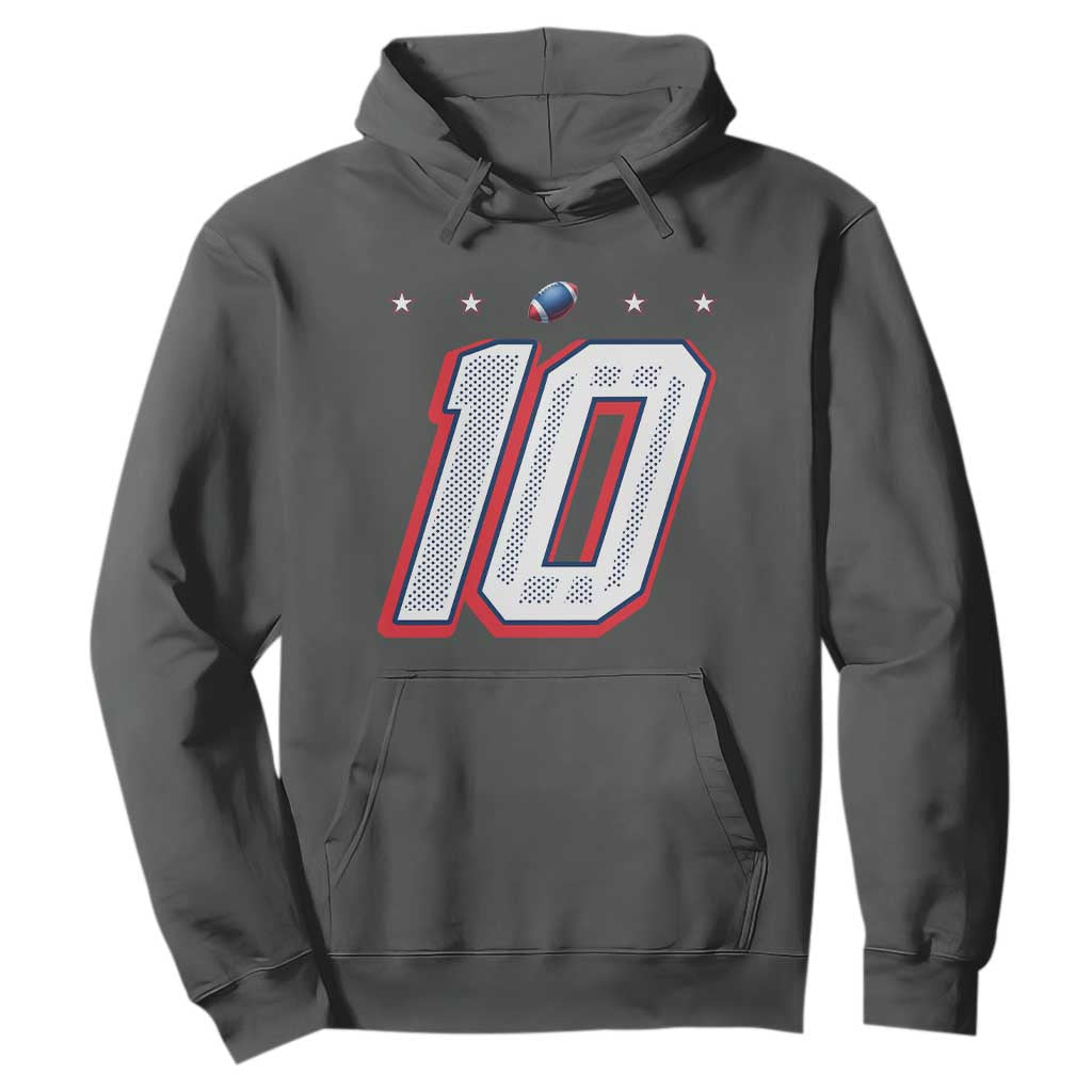 Football Quarterback Number 10 Hoodie Sport Lover Gift For NEF TS12 Dark Heather Print Your Wear