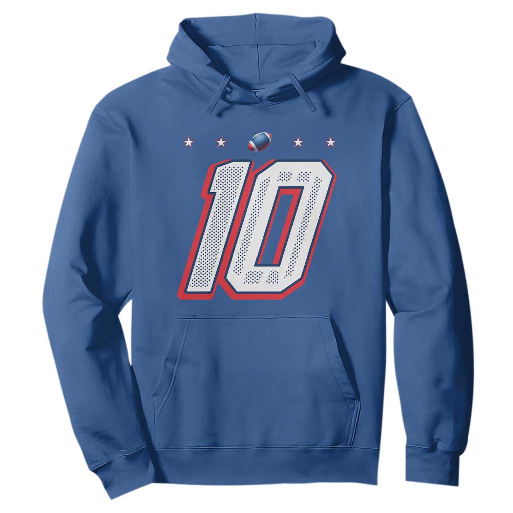 Football Quarterback Number 10 Hoodie Sport Lover Gift For NEF TS12 Royal Blue Print Your Wear