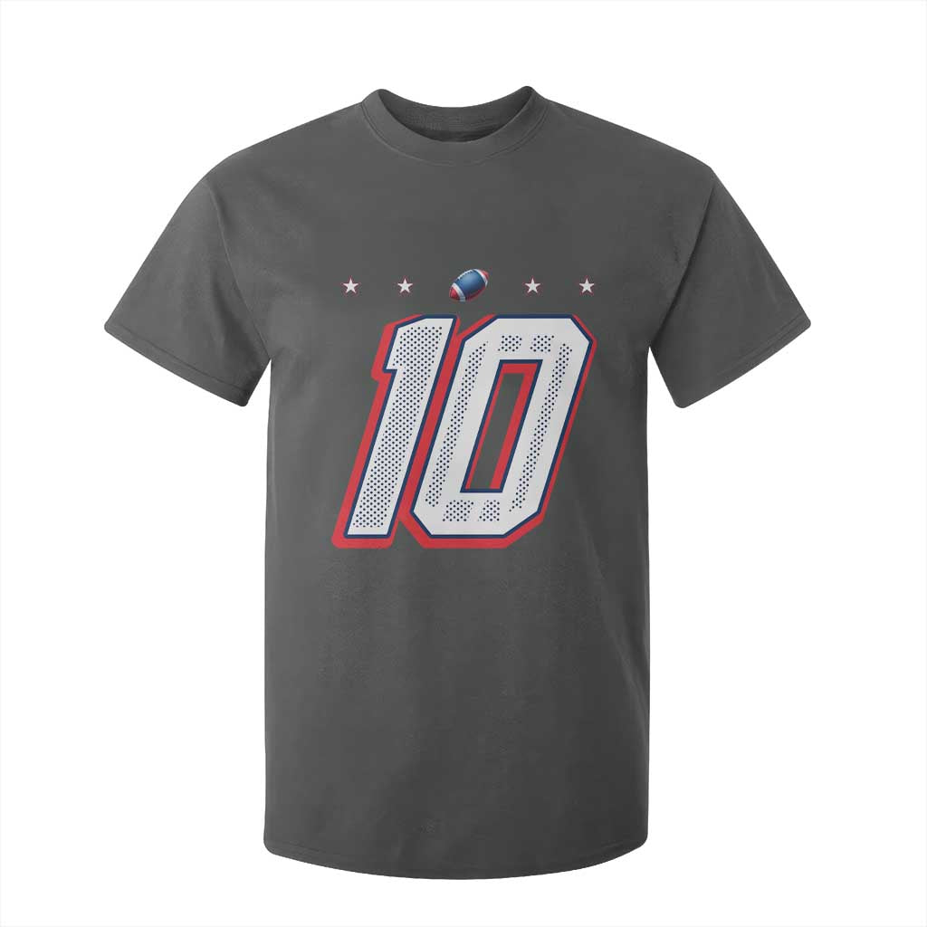 Football Quarterback Number 10 T Shirt For Kid Sport Lover Gift For NEF TS12 Dark Heather Print Your Wear