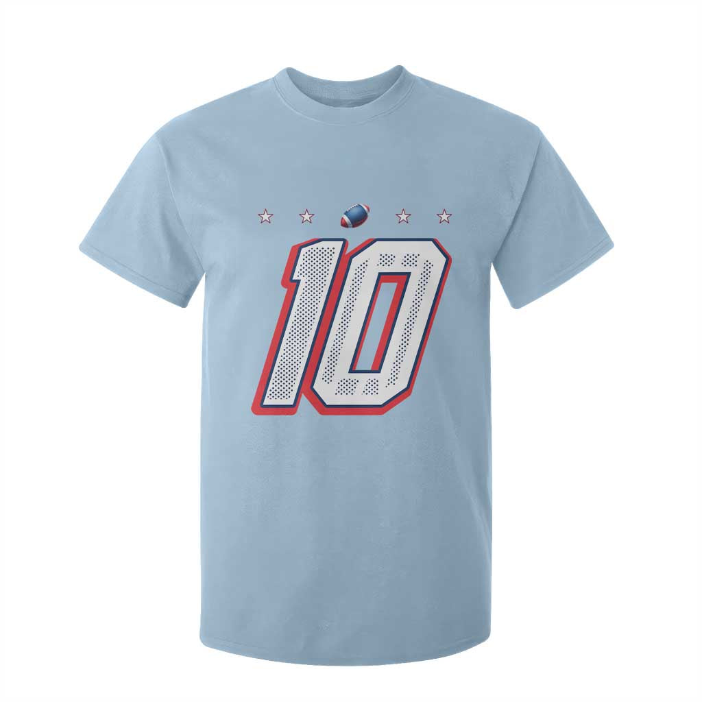 Football Quarterback Number 10 T Shirt For Kid Sport Lover Gift For NEF TS12 Light Blue Print Your Wear