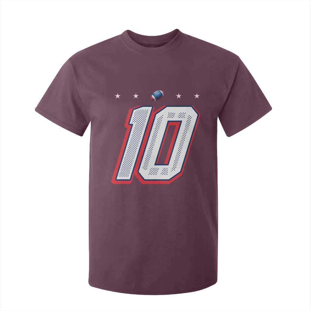Football Quarterback Number 10 T Shirt For Kid Sport Lover Gift For NEF TS12 Maroon Print Your Wear