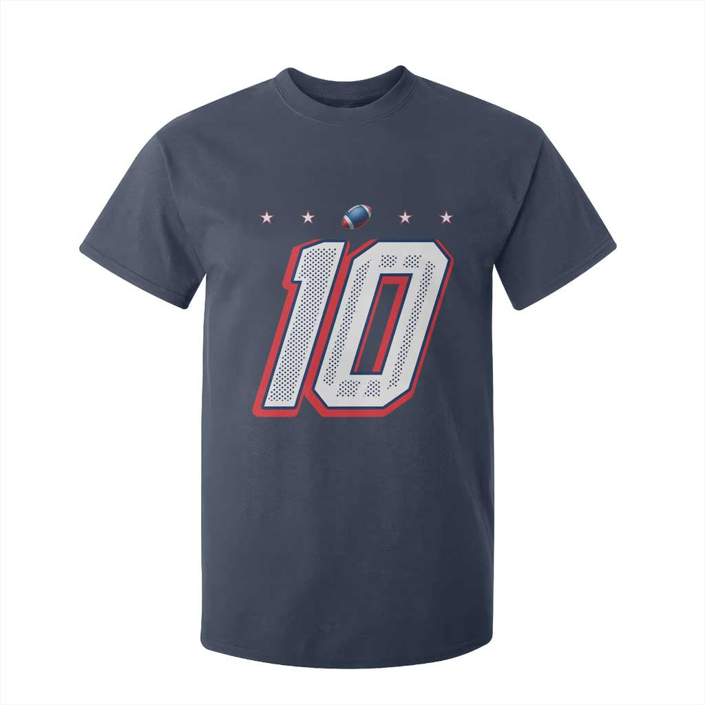 Football Quarterback Number 10 T Shirt For Kid Sport Lover Gift For NEF TS12 Navy Print Your Wear