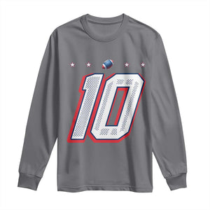Football Quarterback Number 10 Long Sleeve Shirt Sport Lover Gift For New England Fan TS12 Charcoal Print Your Wear