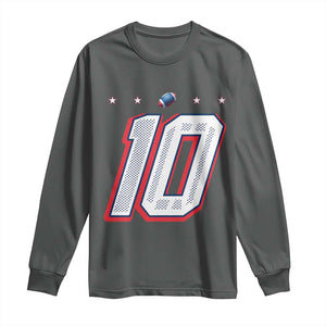 Football Quarterback Number 10 Long Sleeve Shirt Sport Lover Gift For New England Fan TS12 Dark Heather Print Your Wear