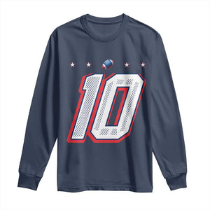 Football Quarterback Number 10 Long Sleeve Shirt Sport Lover Gift For New England Fan TS12 Navy Print Your Wear