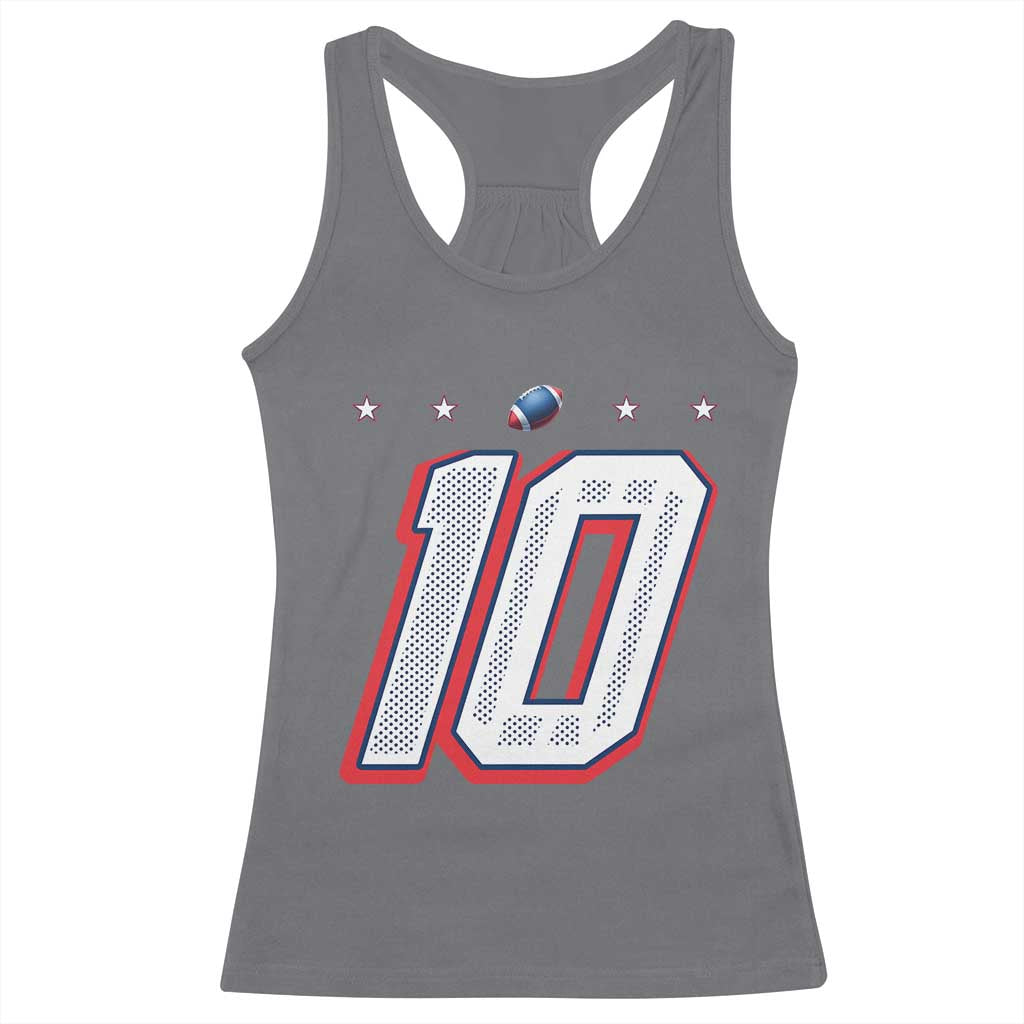 Football Quarterback Number 10 Racerback Tank Top Sport Lover Gift For NEF TS12 Charcoal Print Your Wear