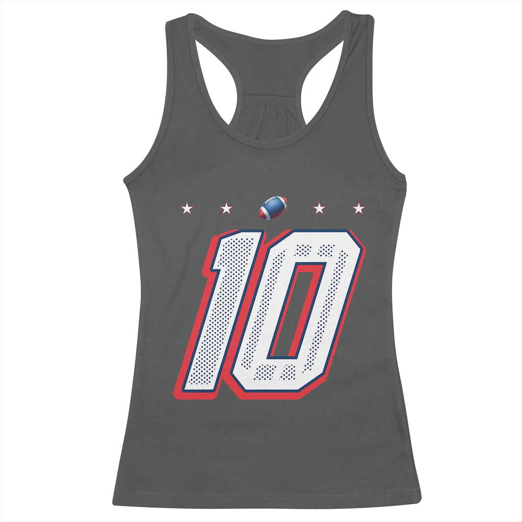 Football Quarterback Number 10 Racerback Tank Top Sport Lover Gift For NEF TS12 Dark Heather Print Your Wear