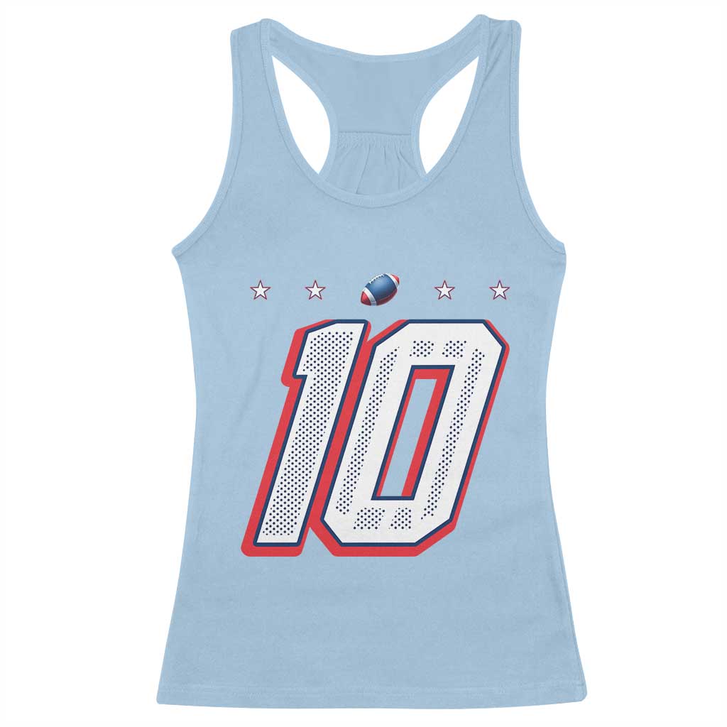 Football Quarterback Number 10 Racerback Tank Top Sport Lover Gift For NEF TS12 Light Blue Print Your Wear