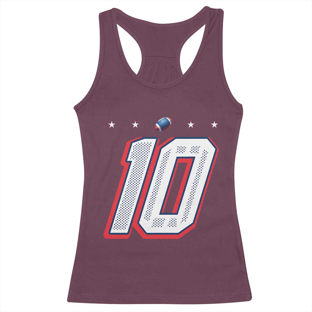 Football Quarterback Number 10 Racerback Tank Top Sport Lover Gift For NEF TS12 Maroon Print Your Wear