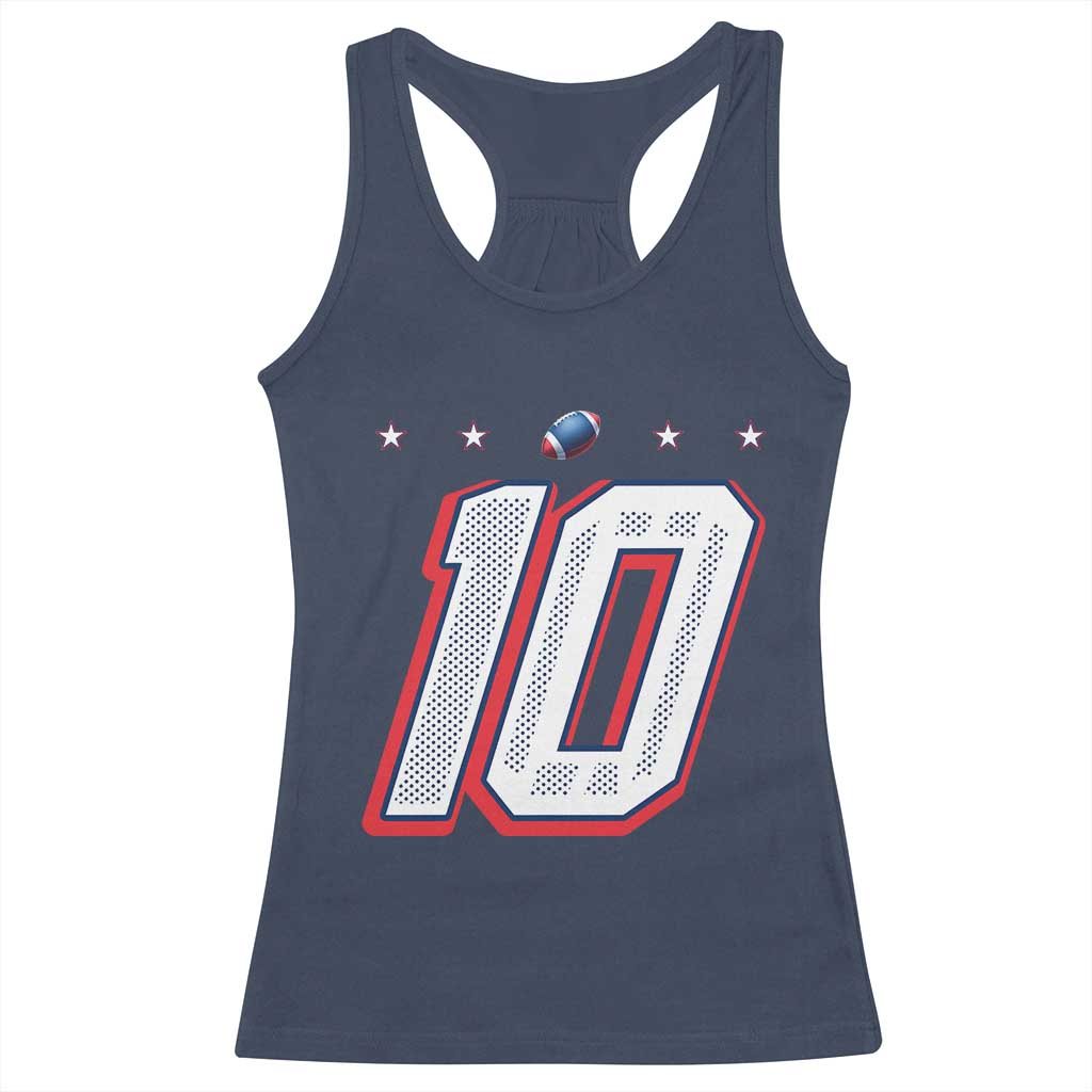 Football Quarterback Number 10 Racerback Tank Top Sport Lover Gift For NEF TS12 Navy Print Your Wear