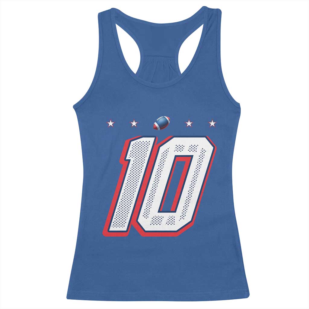 Football Quarterback Number 10 Racerback Tank Top Sport Lover Gift For NEF TS12 Royal Blue Print Your Wear