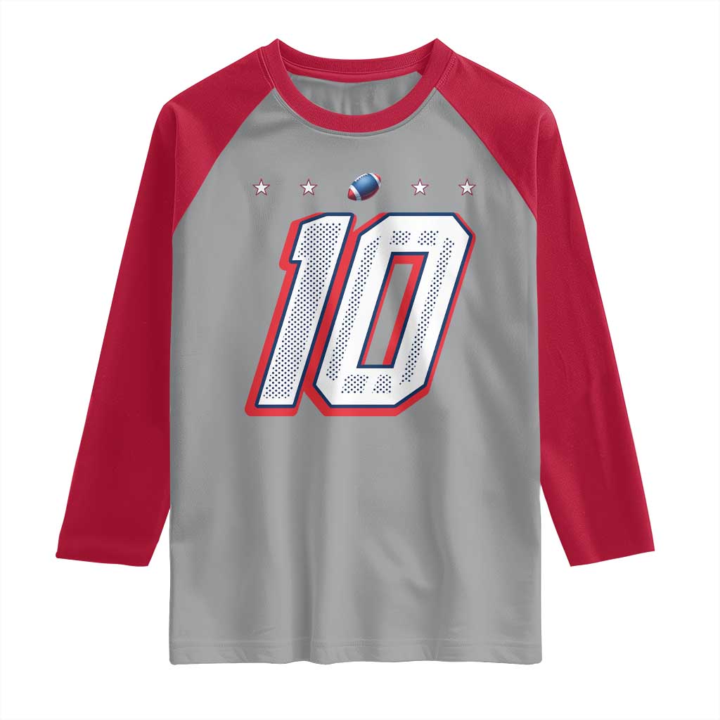 Football Quarterback Number 10 Raglan Shirt Sport Lover Gift For NEF TS12 Sport Gray Red Print Your Wear