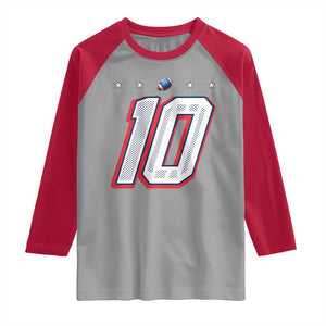 Football Quarterback Number 10 Raglan Shirt Sport Lover Gift For NEF TS12 Sport Gray Red Print Your Wear