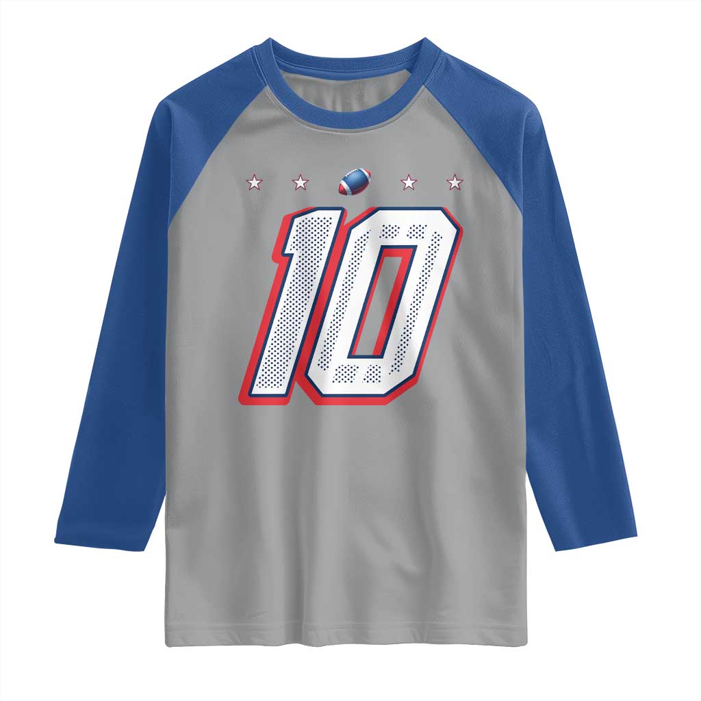 Football Quarterback Number 10 Raglan Shirt Sport Lover Gift For NEF TS12 Sport Gray Royal Print Your Wear